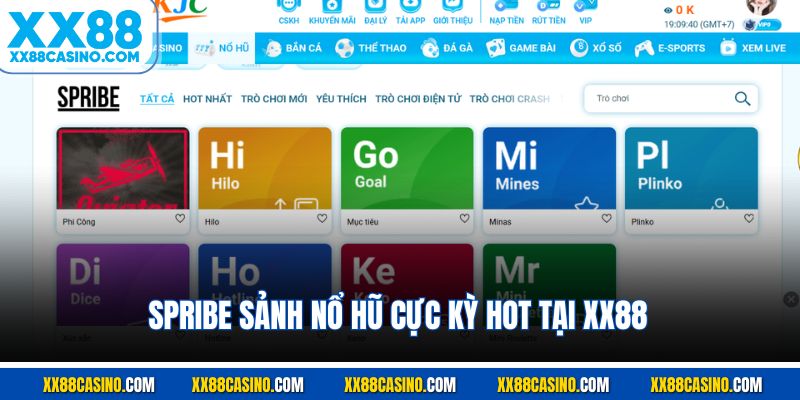 SPRIBE sảnh nổ hũ cực kỳ hot tại XX88
